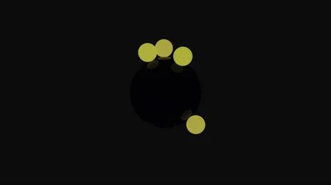 Motion of atom spheres isolated on a black background, concept of chemistry and Stock Illustration