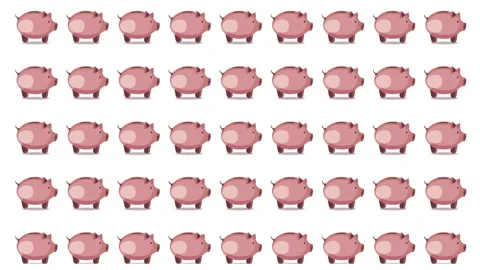 Motion backdrop with piggybank symbol pattern over white background. Stock-Footage 142992916