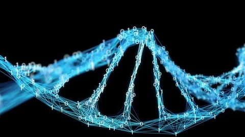 Motion Background Digital Binary Plexus DNA molecule Alpha Matte 4k Loop Stock Footage 75811004