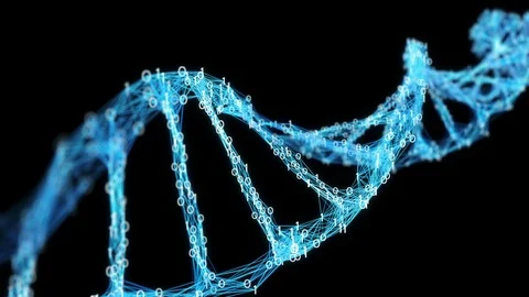 Motion Background Digital Binary Plexus DNA molecule Alpha Matte 4k Loop Stock Footage 75811525