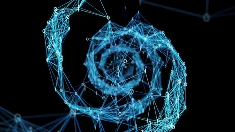 Motion Background Digital Binary Plexus DNA spiral Alpha Matte 4k Loop Stock Footage 75812511