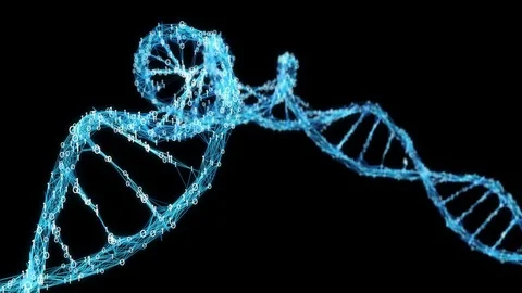 Motion Background Digital Binary Plexus DNA molecule Alpha Matte 4k Loop Stock Footage 75829697