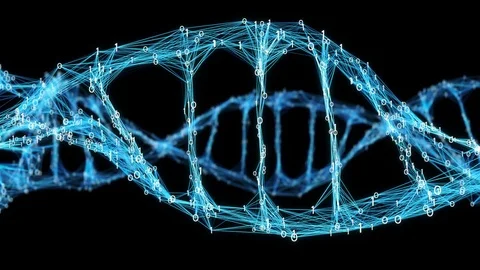 Motion Background Digital Binary Plexus DNA molecule Alpha Matte 4k Loop Stock Footage 75830699