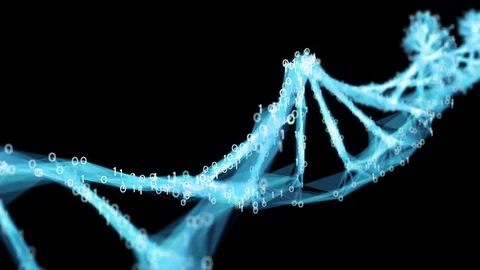 Motion Background Digital Binary Polygon Plexus DNA molecule 4k Loop Alpha Matte Stock Footage 75811700