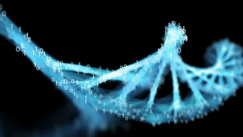 Motion Background Digital Binary Polygon Plexus DNA molecule 4k Loop Alpha Matte Stock Footage 75812302
