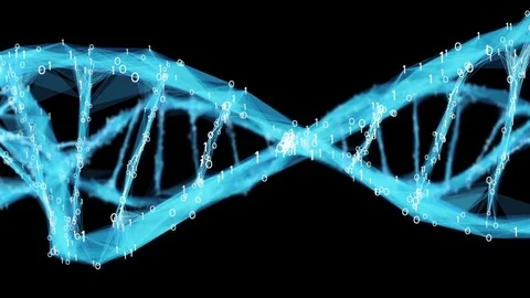 Motion Background Digital Binary Polygon Plexus DNA molecule 4k Loop Alpha Matte Stock Footage 75830277