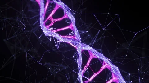 Motion Background Digital Plexus DNA molecule strand 4k Loop pink purple violet Stock Footage 122429735