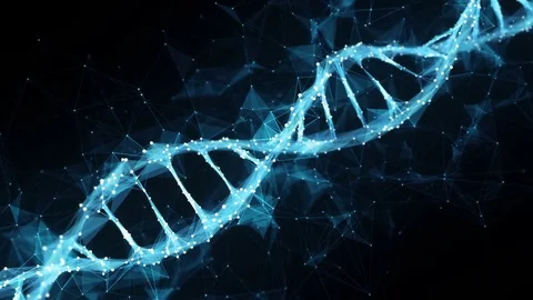 Motion Background Digital Polygon Plexus DNA molecule 4k Loop Stock Footage 75810941