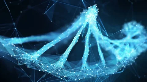Motion Background Digital Polygon Plexus DNA molecule 4k Loop Stock Footage 75812336