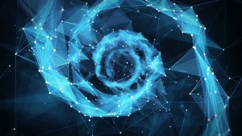 Motion Background Digital Polygon Plexus DNA spiral 4k Loop Stock Footage 75812792