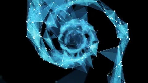 Motion Background Digital Polygon Plexus DNA spiral 4k Loop Alpha Matte Stock Footage 75812836