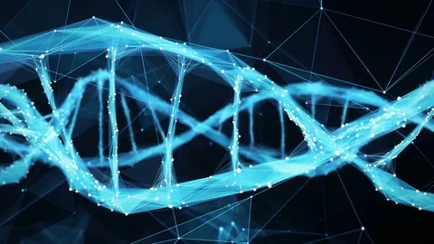 Motion Background Digital Polygon Plexus DNA molecule 4k Loop Stock Footage 75814534