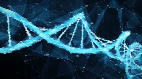 Motion Background Digital Polygon Plexus DNA molecule random digits Loop Stock Footage 82470840