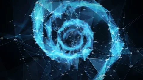 Motion Background Digital Polygon Plexus DNA molecule random digits Loop Stock Footage 82707205