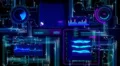 Motion background, futuristic digital technological interface. 4k or 4k+ Resolution