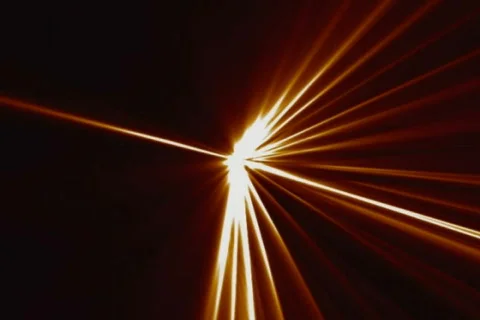 Motion background with golden light beams Stock Footage 515111