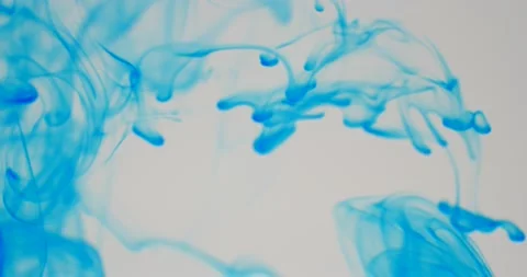 Motion background light blue ink floating slowly isolated and white Video stock 219302019