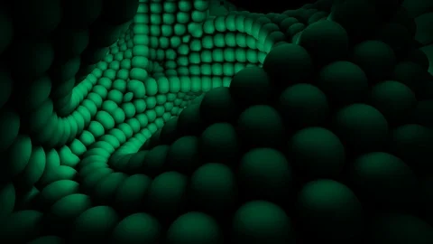 Motion background with moving spiral made of green spheres Stock Footage 95320854