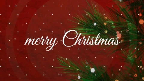 Motion background, with rotating Xmas trees, and white text "merry Christmas". Video stock 145044794