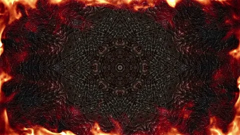 Motion background shows a dark fantasy texture and a frame made of flames this Stock Footage 160655820