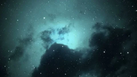 Motion background shows a green deep space nebula and glowing particles Stock Footage 160672506