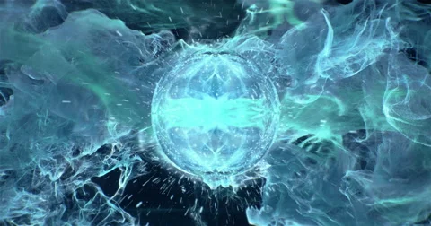 Motion Background VJ Loop - Cyan Greenish Blue Lens Sphere Particles 4k Stock Footage 68081730