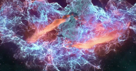Motion Background VJ Loop - Dark Cyan Orange Blue Particles 4k Stock Footage 68081613