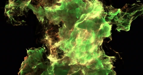 Motion Background VJ Loop - Green and Yellow Particles 4k + Matte Stock Footage 62434917