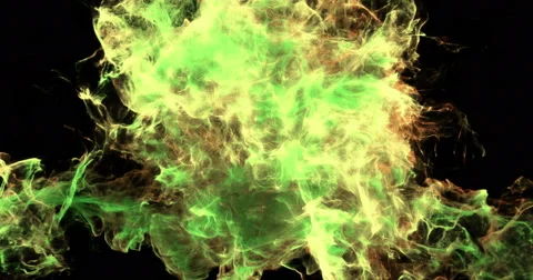 Motion Background VJ Loop - Green and Yellow Particles 4k + Matte Stock Footage 62437724