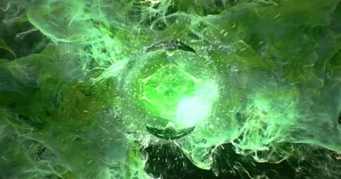 Motion Background VJ Loop - Green Acid Poison Lens Sphere Particles 4k Stock Footage 68081658