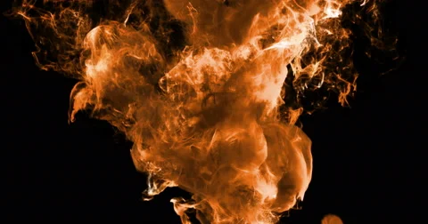Motion Background VJ Loop - Orange Fire Particles 4k + Matte Stock Footage 62434385