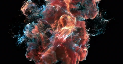 Motion Background VJ Loop - Red and Blue Particles 4k + Matte Stock Footage 62434750