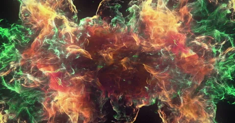 Motion Background VJ Loop - Red Yellow Green Particles 4k Stock Footage 67387587