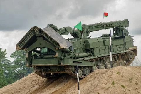 Motion of BAT track layer. Tyumen. Russia Stockfoto's