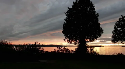 Motion of beautiful sunset view at Stanley Park in Vancouver BC Canada. Stock Footage 68658887