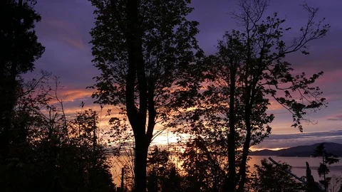 Motion of beautiful sunset view at Stanley Park in Vancouver BC Canada Stock Footage 71483023