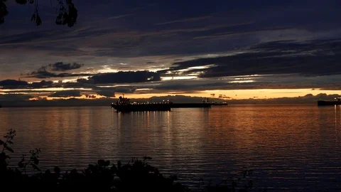 Motion of beautiful sunset view at Stanley Park in Vancouver BC Canada Video stock 71507641