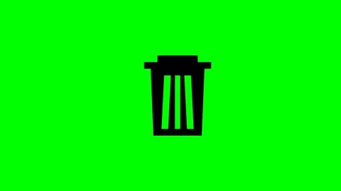 Motion of a Black Trash Bin Icon on Bright Green Background for Environment.. Stock-Footage 338313648