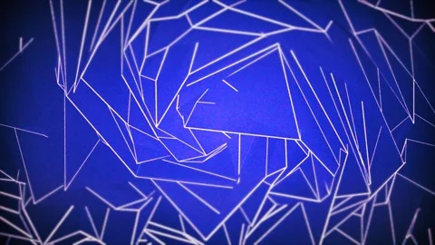 Motion of blue abstract vertices from white lines with grain effect in focus. Stock Footage 294951293