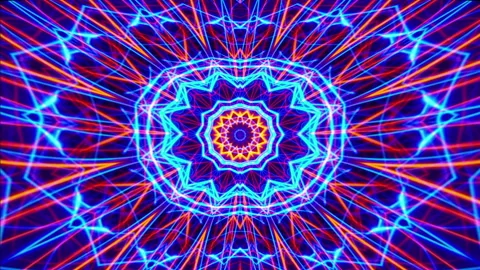 Motion of blue and red lines kaleidoscope mirror effect Stock Footage 276426046