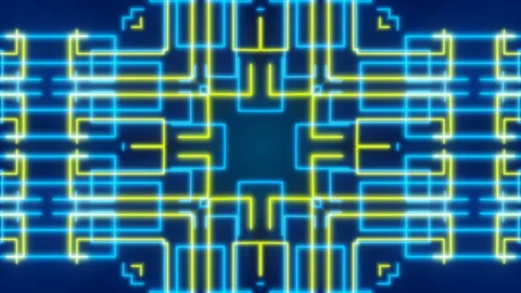 Motion blue and yellow lines on blue background, loop Stock Footage 126561016
