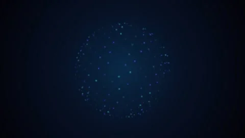 Motion of blue dots forming a sphere on a dark background Stock Footage 336995109