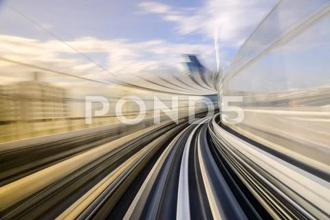 Motion blue of a Japanese mono rail Stock Photos