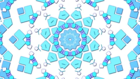 Motion blue shapes on white background, kaleidoscope, loop Stock Footage 142610107