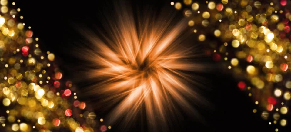 Motion blur abstract background, smooth golden plasma rays on a black backg.. Stock Illustration