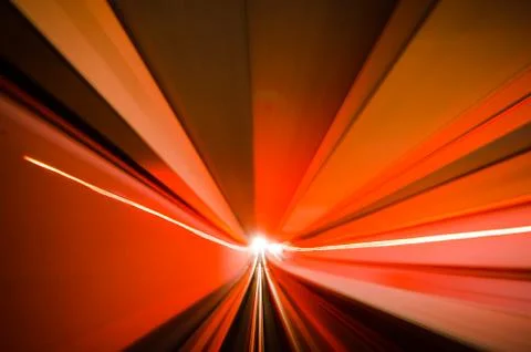 Motion blur of automatic train moving inside tunnel in Kuala Lumpur, Malaysia Foto stock