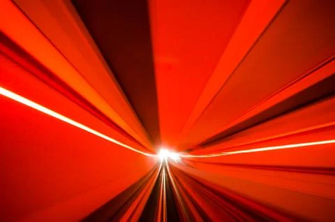 Motion blur of automatic train moving inside tunnel in Kuala Lumpur, Malaysia 스톡 사진