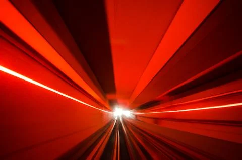 Motion blur of automatic train moving inside tunnel in Kuala Lumpur, Malaysia Foto stock