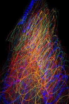 Motion blur of a Christmas tree at night Foto stock