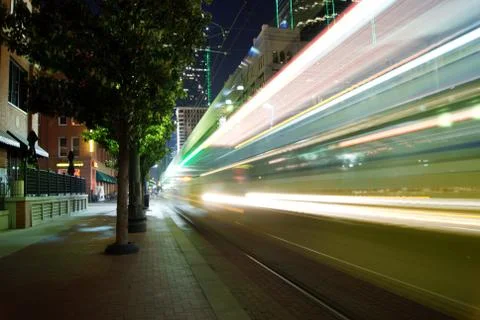 Motion Blur city train going fast at night Stock Photos